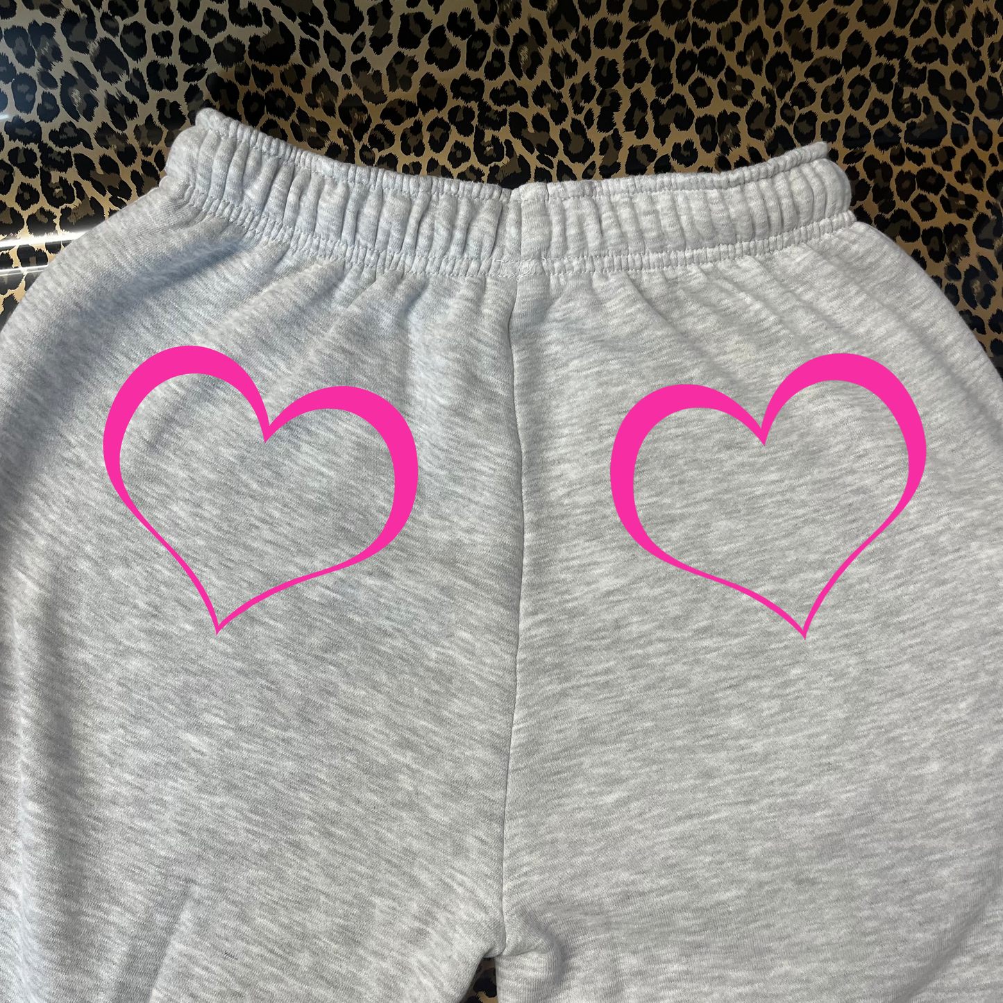 Neon pink lined heart joggers