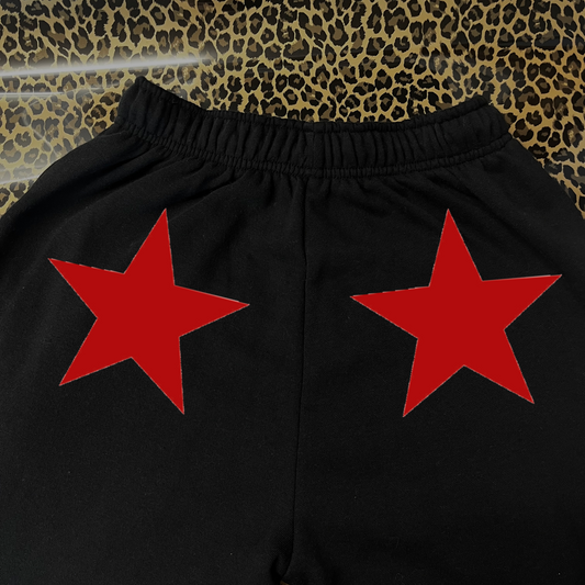 Red star black joggers