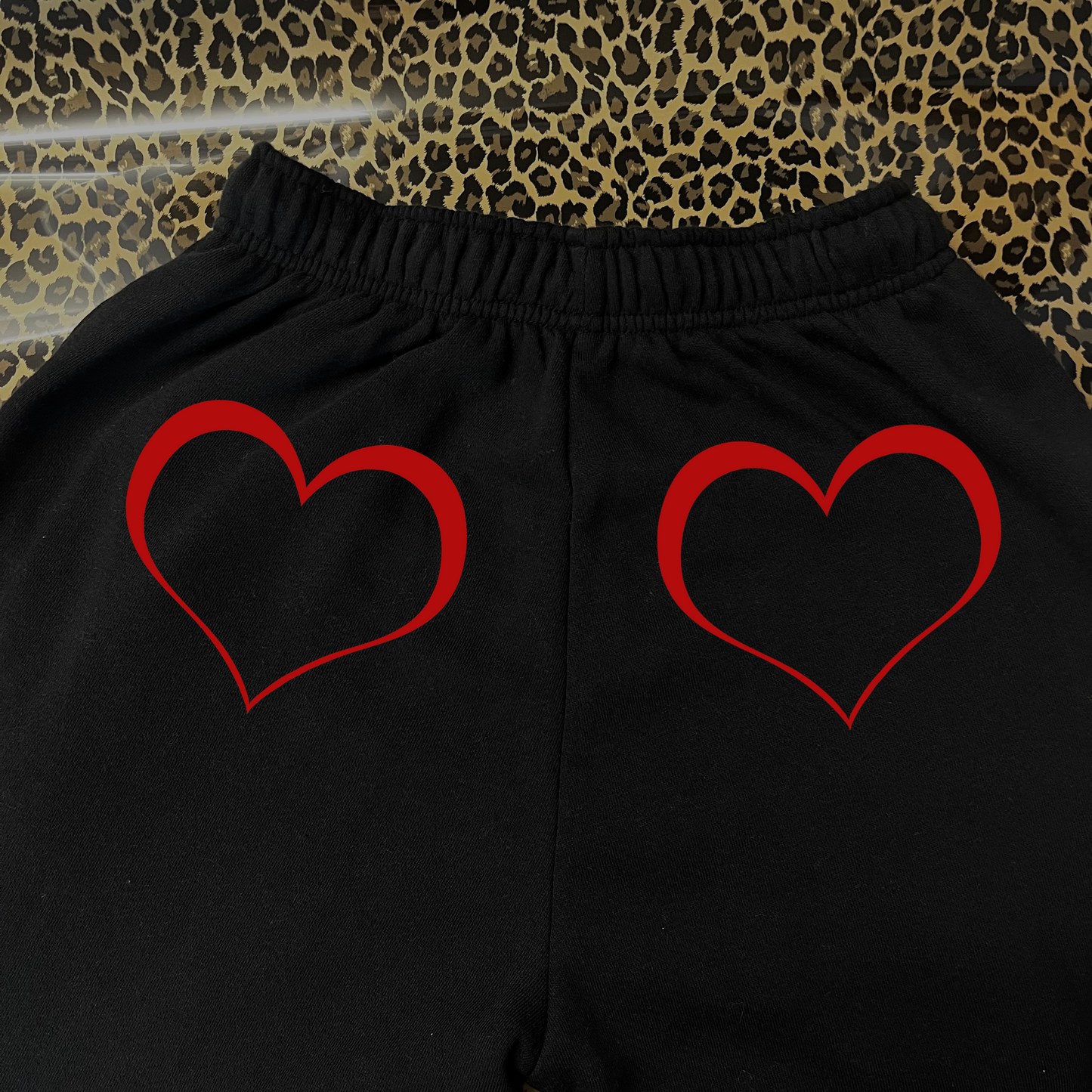 Red lined heart black joggers