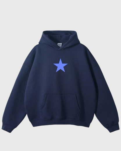 navy leopard star hoodie