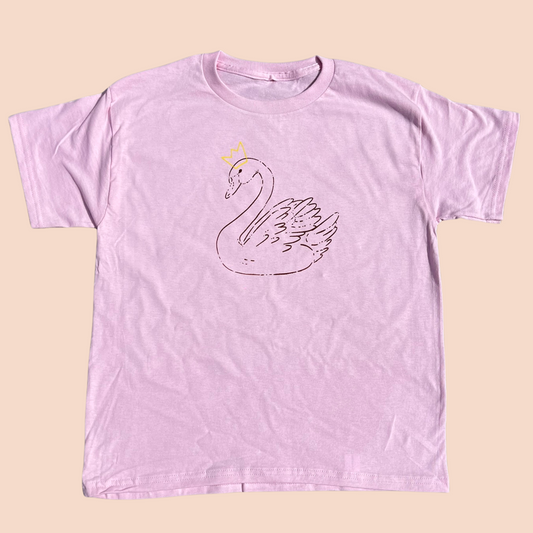 Pink Crown Swan Tee - Medium