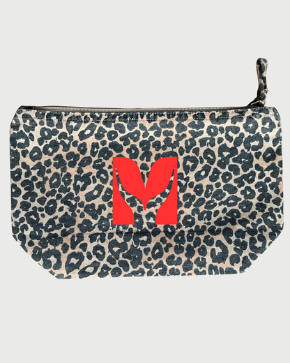 leopard print zippy canvas pouch