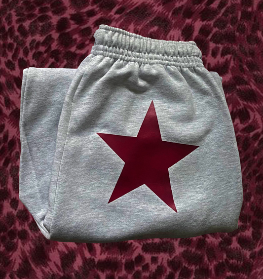 burgundy star joggers